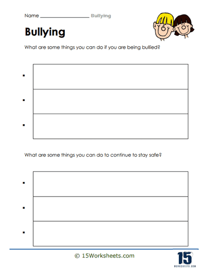 Bullying worksheets