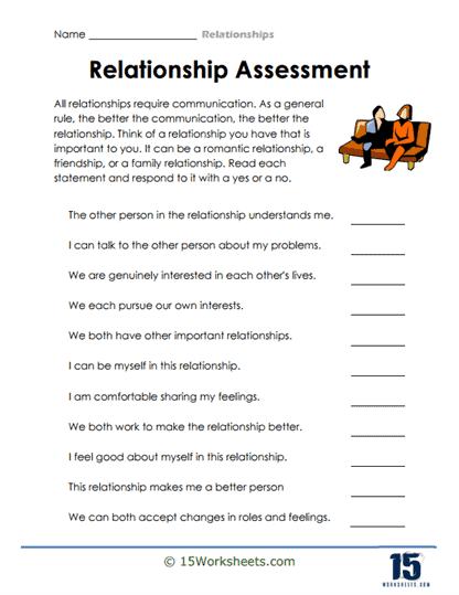 Relationships worksheets