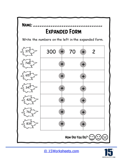 Expanded form worksheets