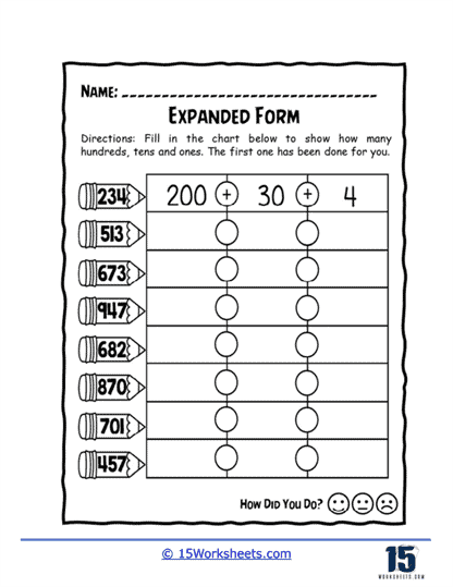 Expanded form worksheets