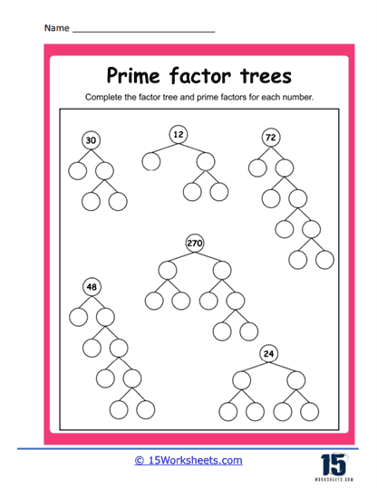 Factor tree worksheets