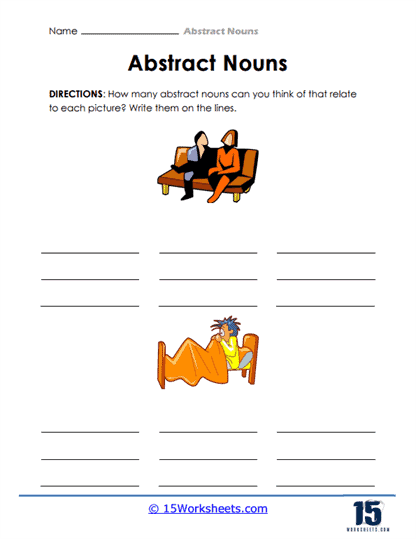 Abstract nouns worksheets