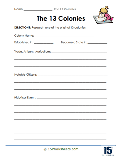 13 colonies worksheets