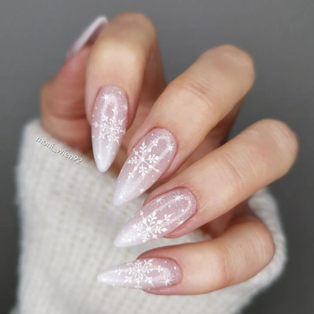 22 winter almond nail designs to try: snow queen inspiration