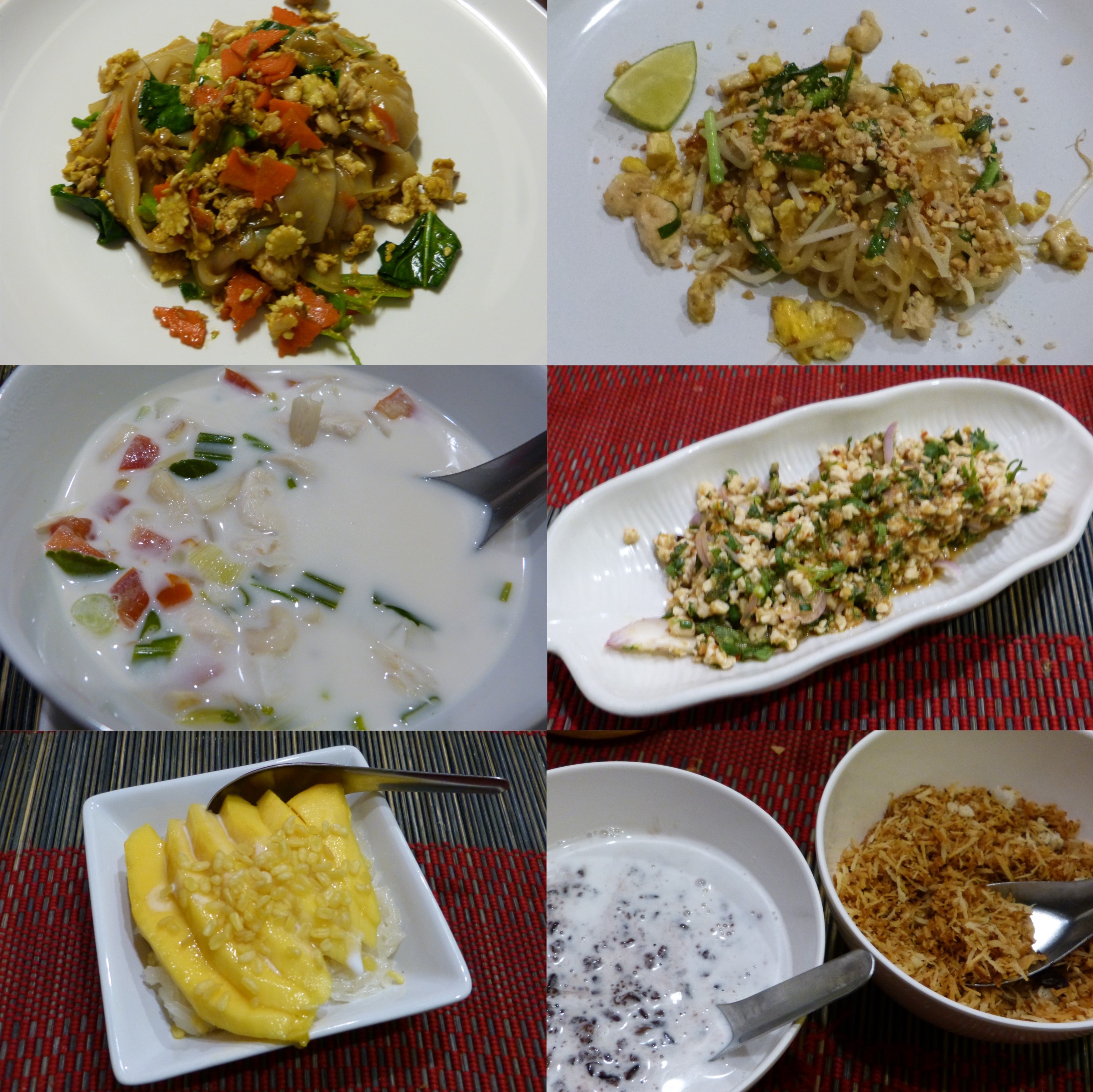 Le résultat : Pad See Ew, Pad Thaï, Soupe au lait de coco, Laab, Mango - sticky rice, Rice pudding & fried coconut