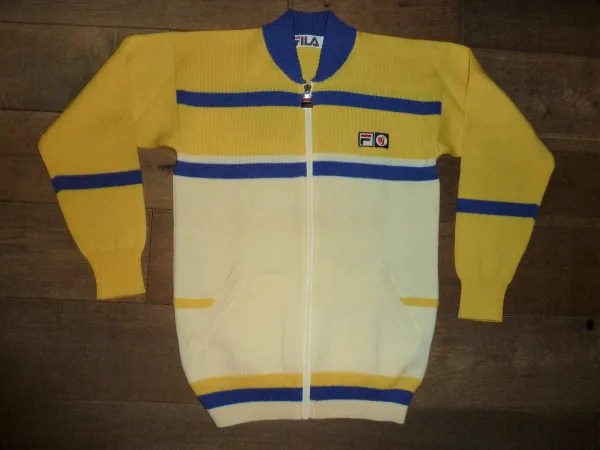トップス FILA BORG model made in japan L OG 1980s FILA BJ BORG SUPER RARE YELLOW SUNTORY CUP FULL TRACKSUIT
