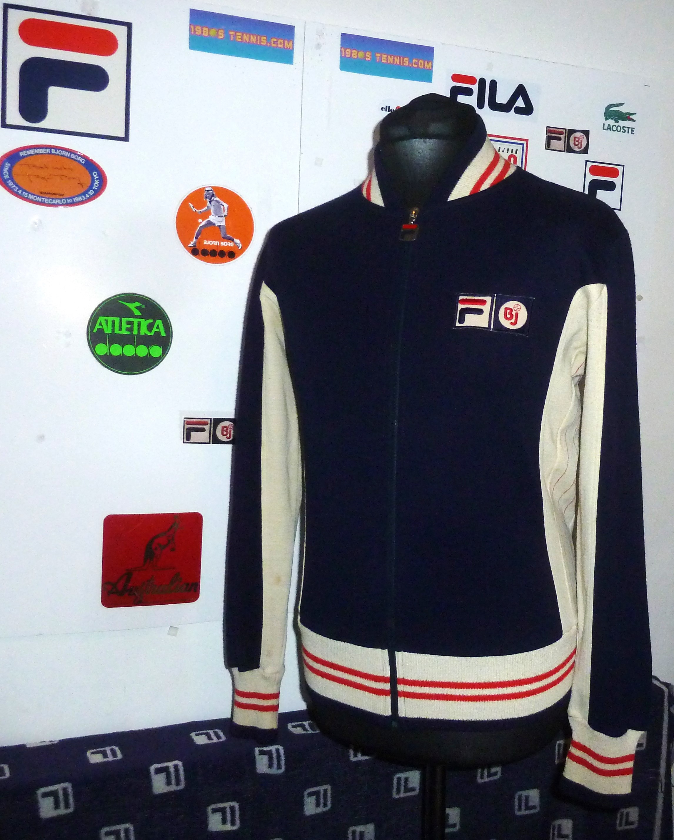 OG 1980s FILA BJ BORG SETTANTA NAVY GARDENIA TRACKSUIT TOP US42 ML