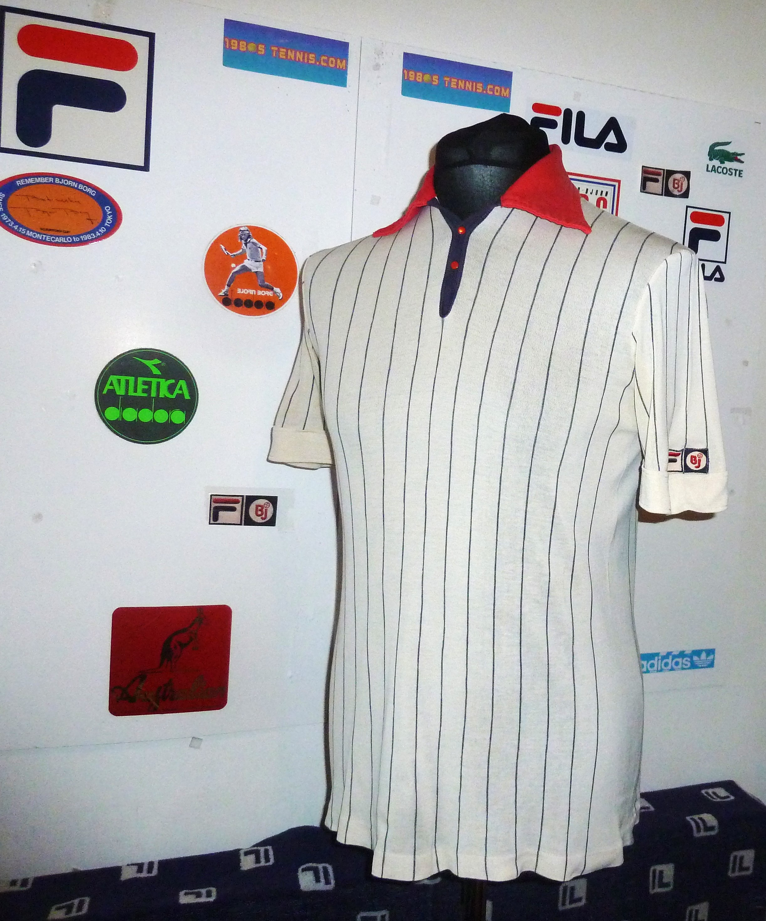 希少1980前後FILA WHITE LINE BORG ポロシャツ イタリア製 OG 1980s BAGGED FILA BJ BORG SETTANTA MK1 TENNIS SHIRT US42 ML