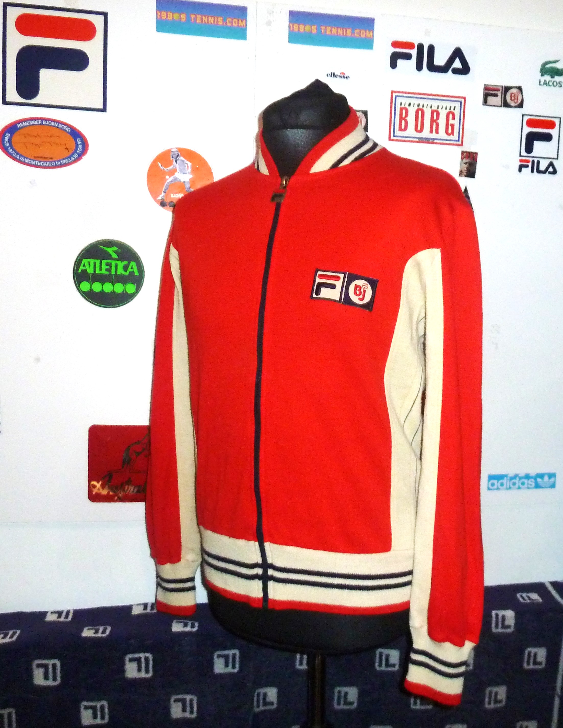 OG 1980s FILA BJ BORG SETTANTA CHINESE RED GARDENIA TRACKSUIT TOP