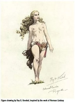 Figure drawing, Roy G Krenkel, inspired by Norman Lindsay