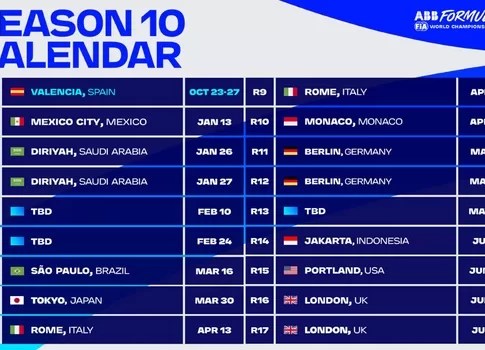 Formula E race calendar 2024