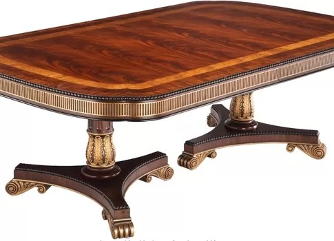 French Régence Directoire-Style Mahogany and Parcel Gilt Dining Table
