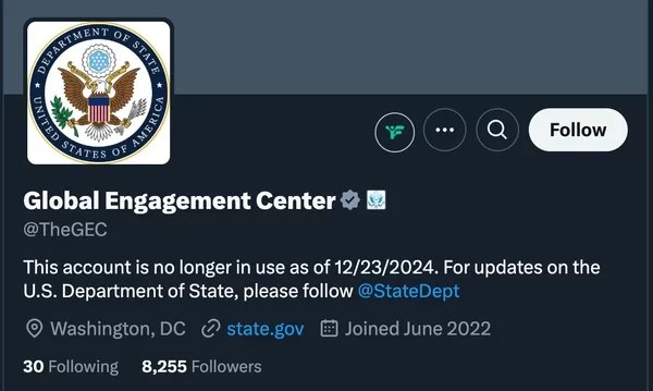 Global Engagement Center - closed