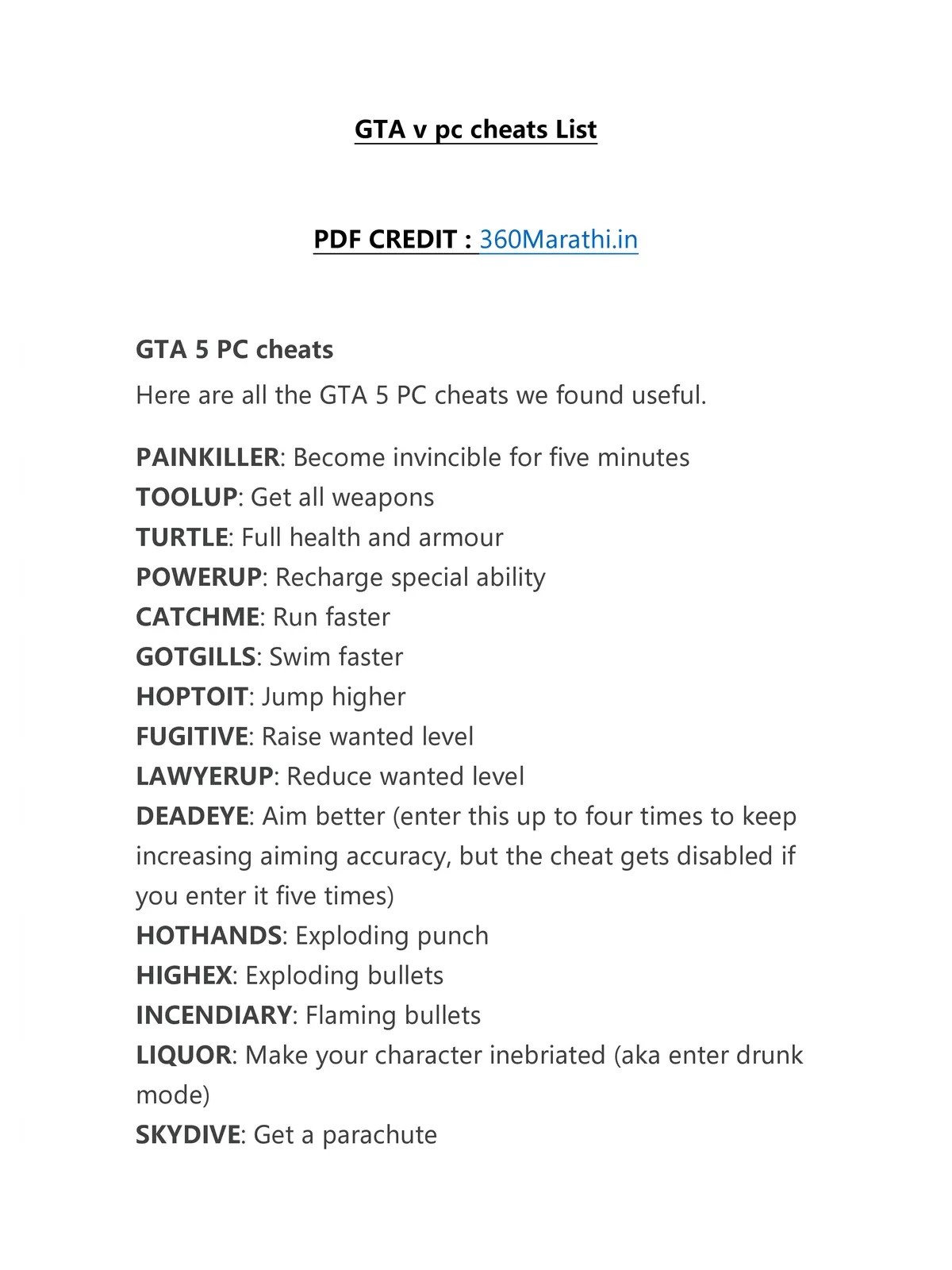 GTA V Cheat Codes 1PDF Gta V Cheat Codes Pdf.webp