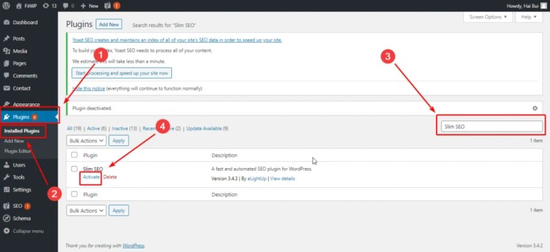 TOP 12 PLUGIN WORDPRESS CẦN THIẾT CHO MỘT WEBSITE 10 quay tro lai admin dashboard de kich hoat plugin 1024x469 1