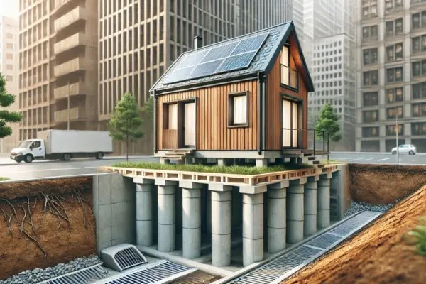 Sistemas de fundação elevada para microcasas em terrenos urbanos instáveis