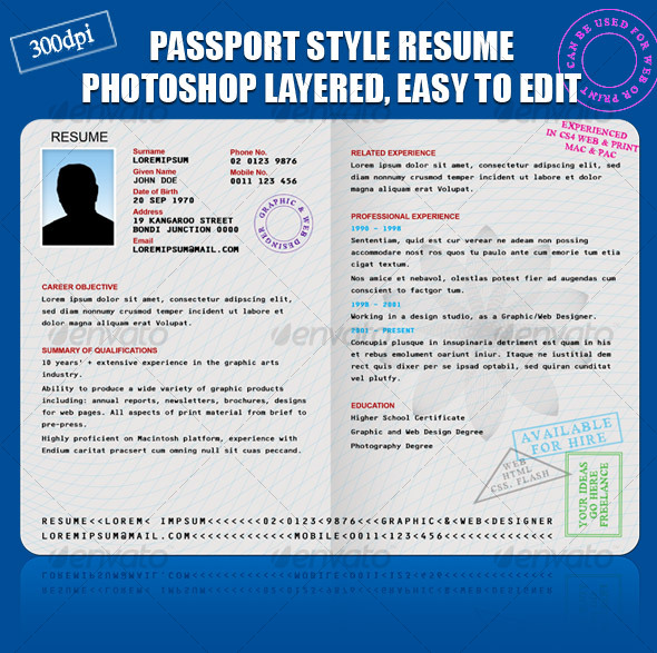 Follow best practices to ensure a visually appealing design for your book. RESUME/CV PASSPORT STYLE | GraphicRiver