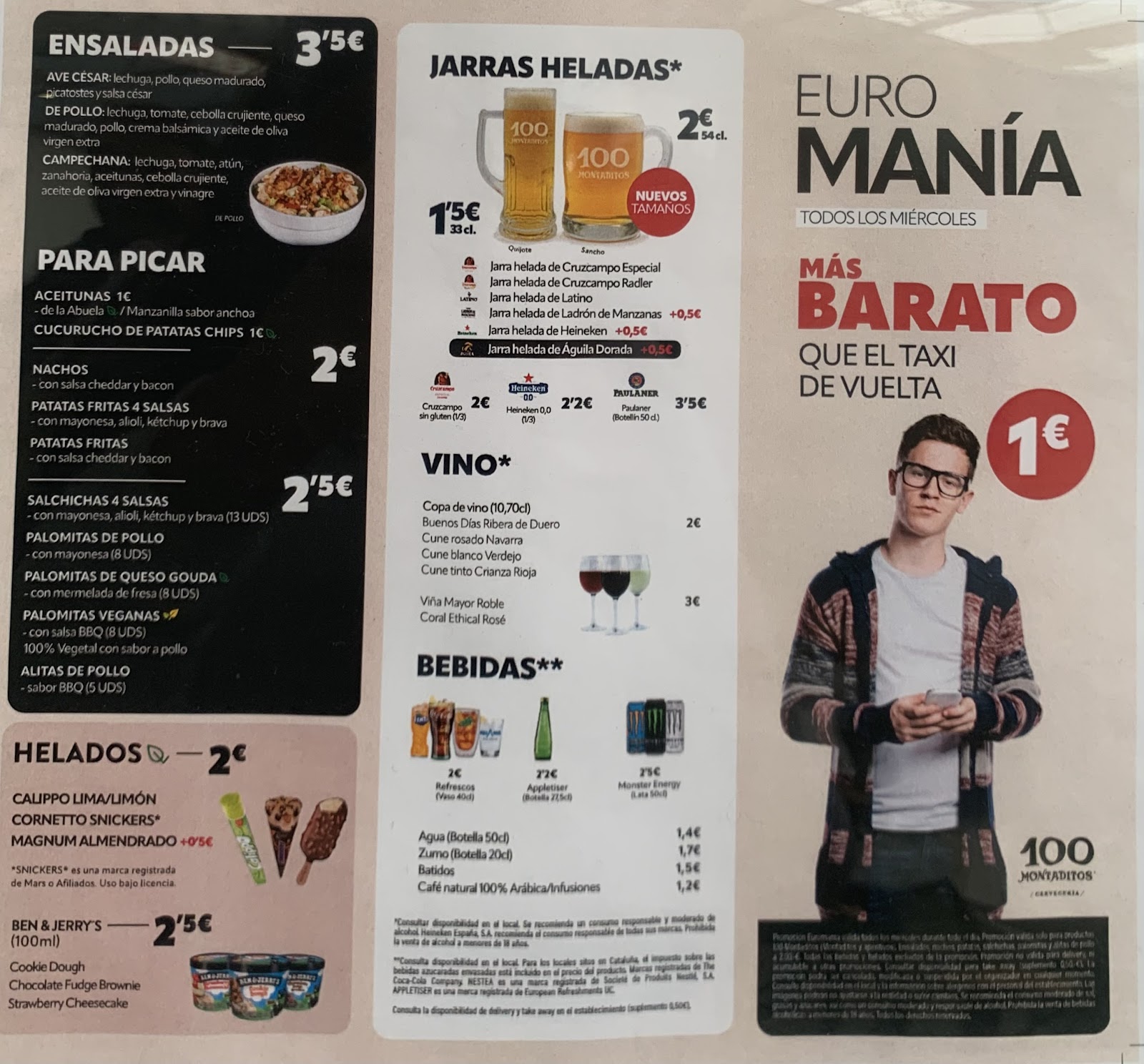 100 Montaditos sube los precios, elimina la Euromanía de los domingos y