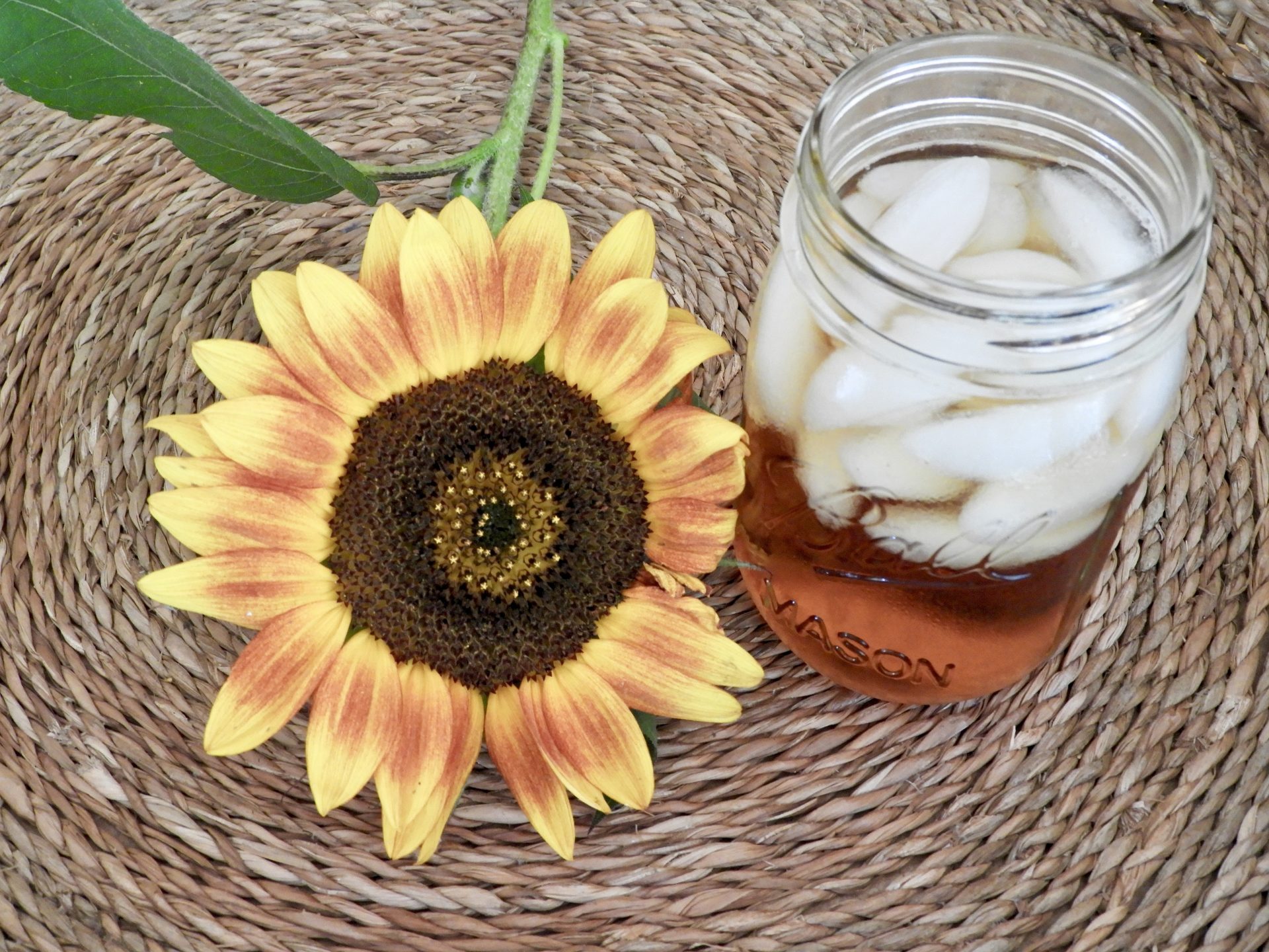 Iced tea with sunflower.