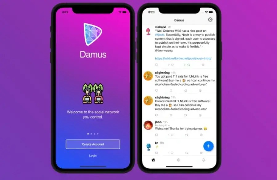 Pourquoi Apple supprime-t-il les applications cryptographiques ? Interface de l'application Damus. Pourquoi Apple supprime-t-il les applications cryptographiques ? Interface de l'application Damus. Photo.