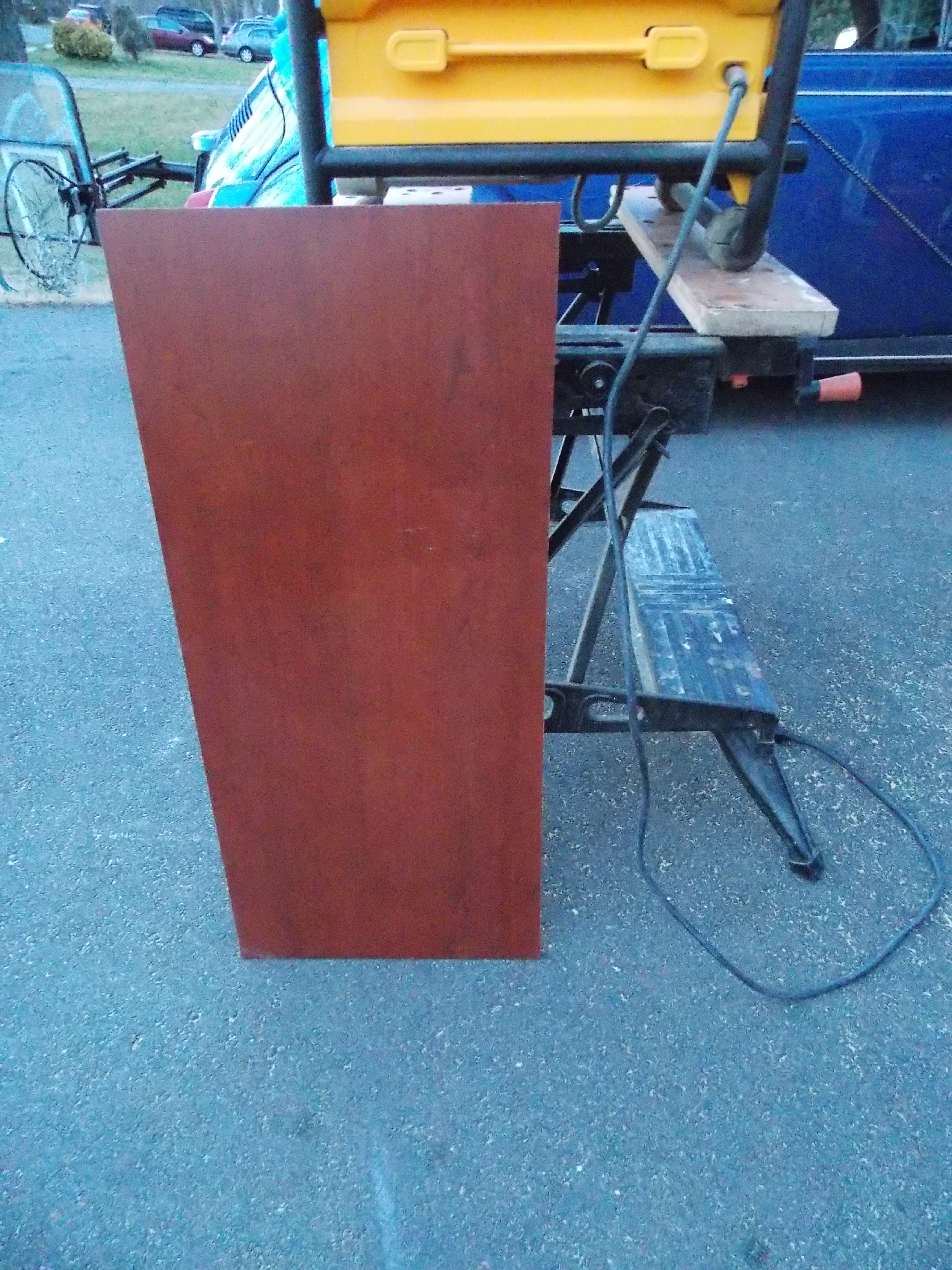 Extra wood from kitchen cabinet installation.