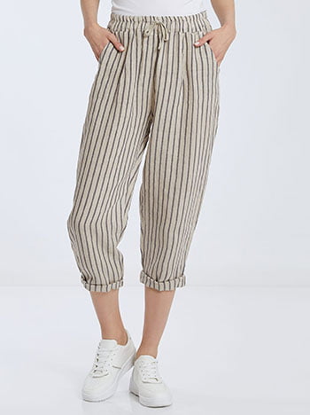 Λινό παντελόνι με ρίγες SK7945.1156+1