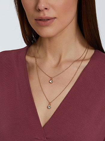 Δίσειρο κολιέ με strass WM1018.A296+1