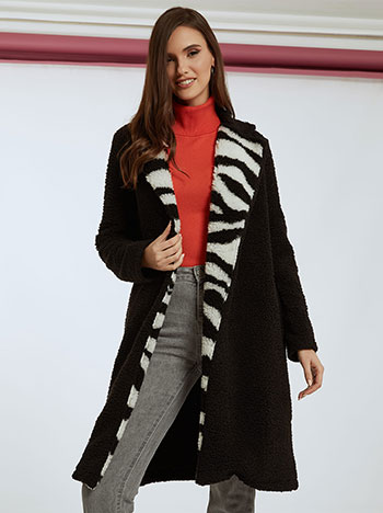 Παλτό με λεπτομέρεια animal print WN8011.7527+1