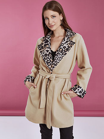Παλτό με animal print λεπτομέρειες WQ7885.7975+3