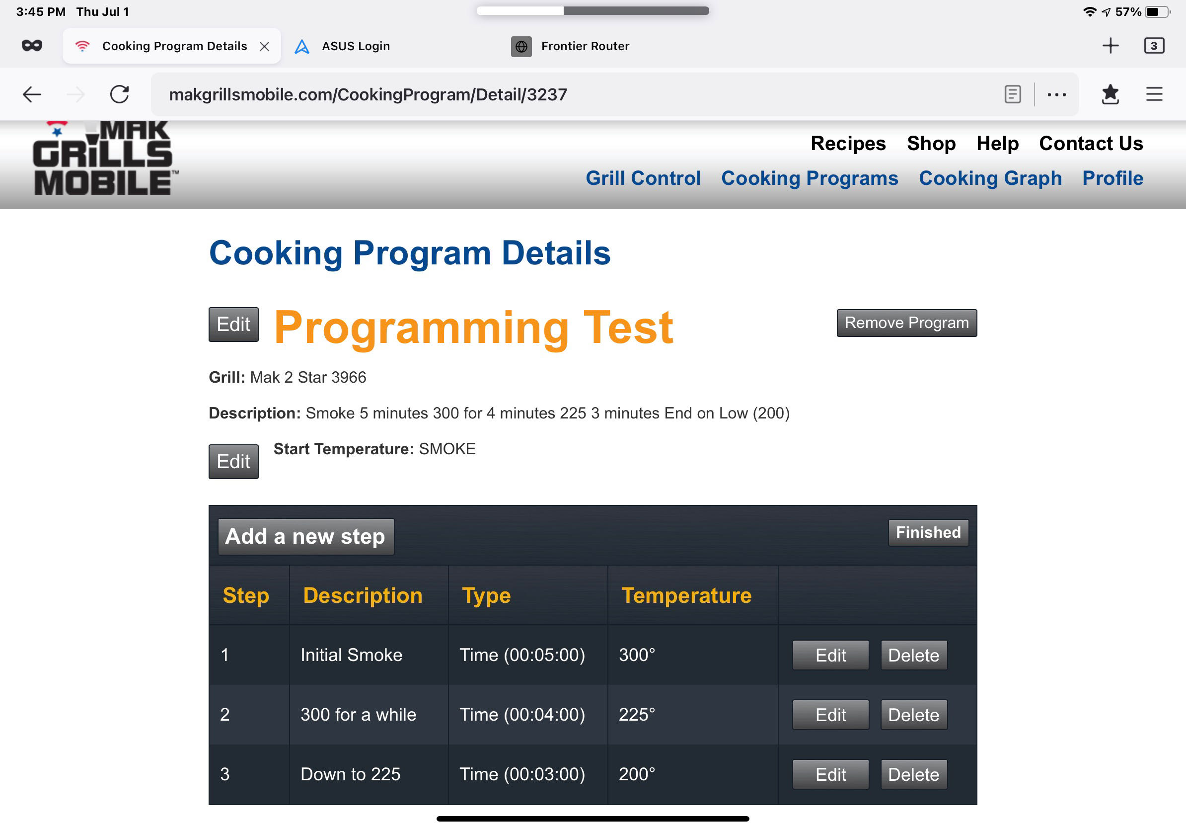 Programming a Mak Pellet Grill