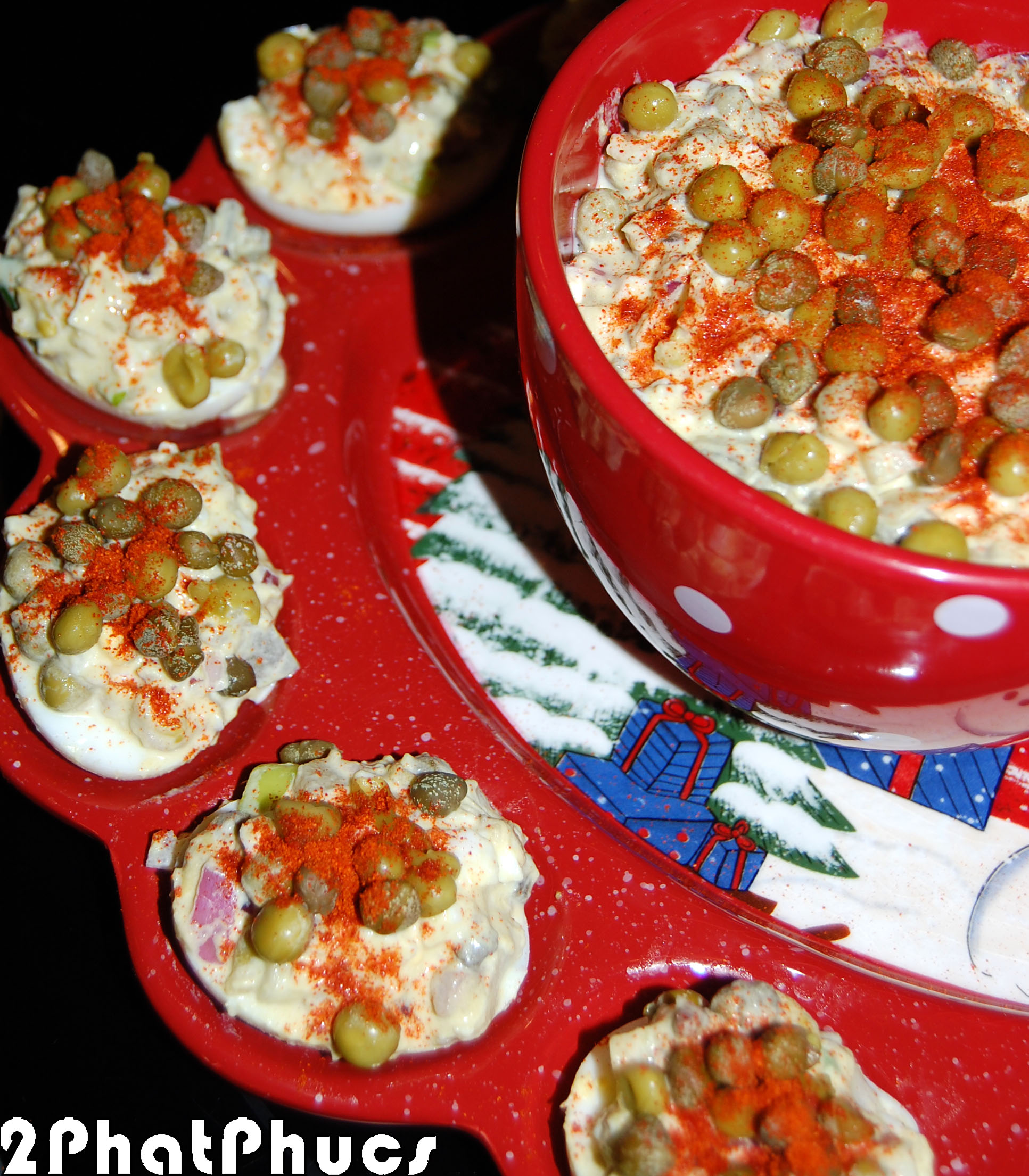 Herring eggs and salad