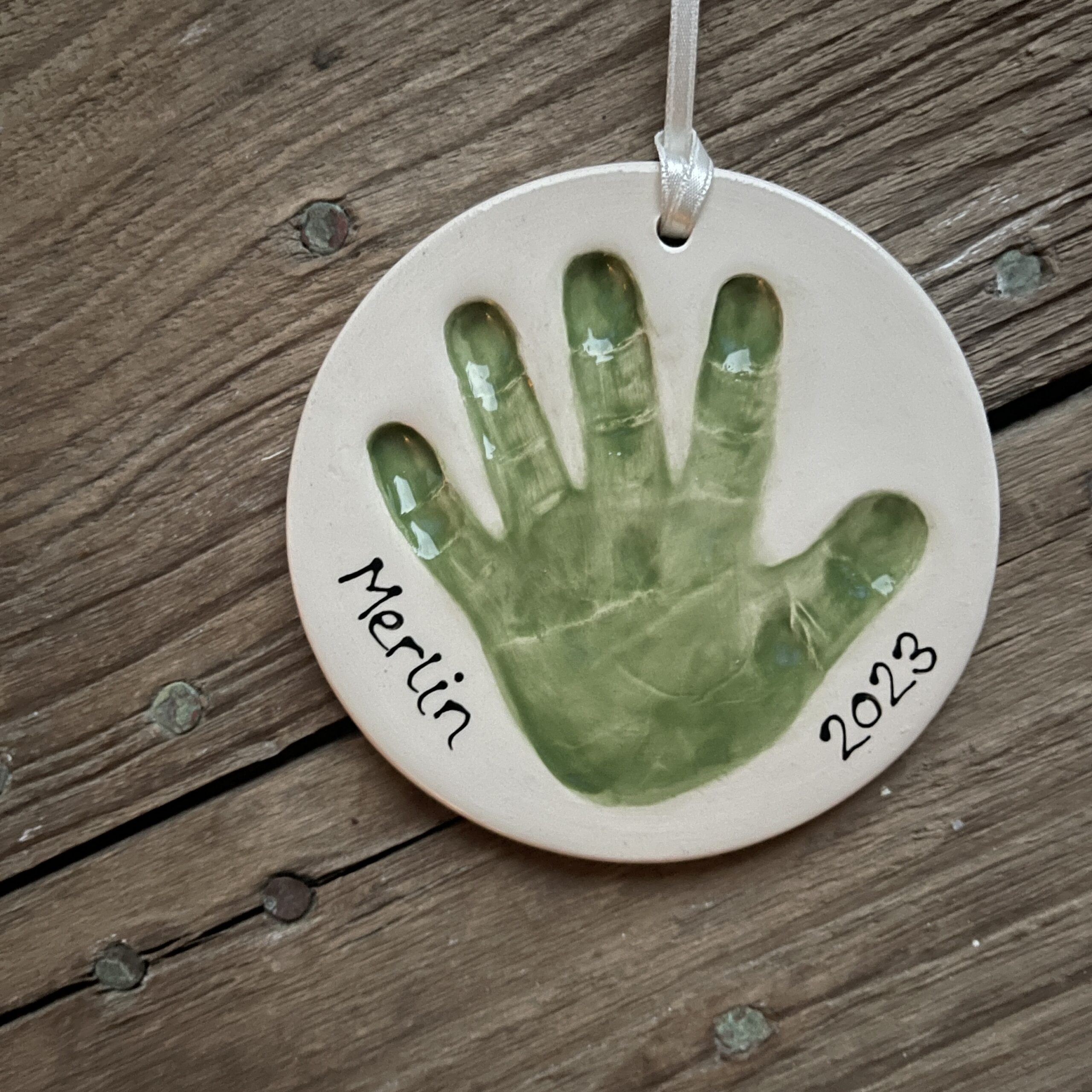 Clay Imprint Ornament in Dark Green
