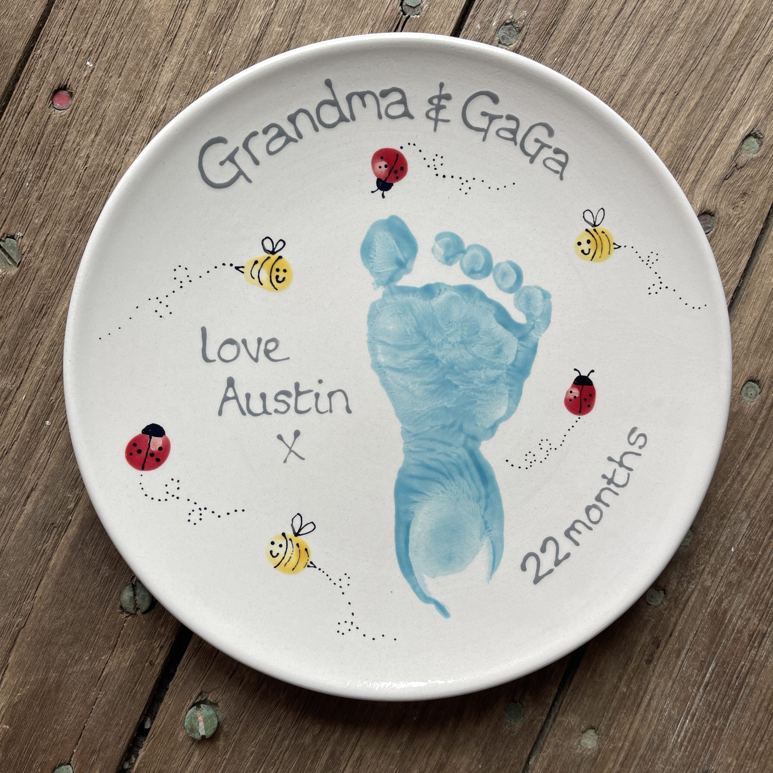 Turquoise Blue Painted Plate