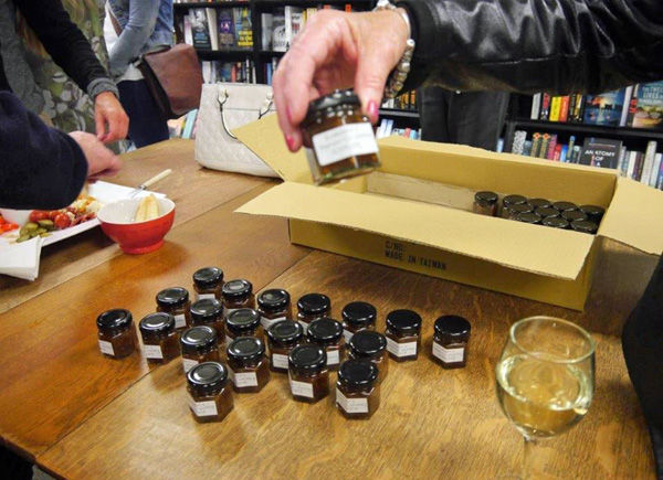 Small jars of Rosaleen's tamarillo chutney to give away