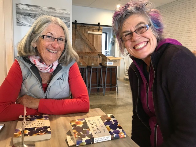 Liz's book club buddies, Alison Kerr and Ros Stewart