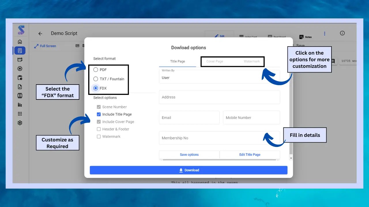 How to Download a Film Script in FDX Format in Studiovity