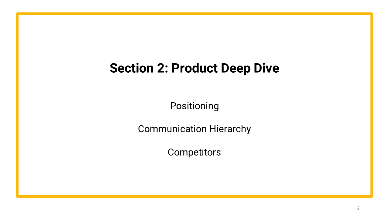 brand primer template Section 2 product deep dive