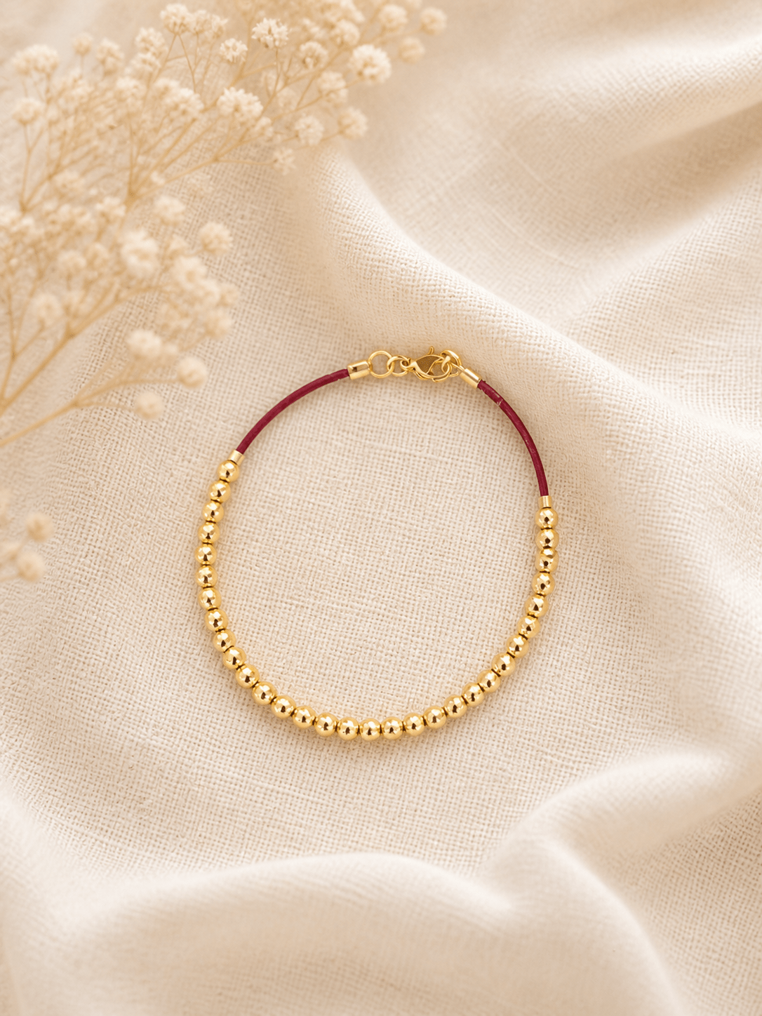 Christian Rahab Bracelet, Gold Filled Beads, Red Cord, Proverbs 31 Faith Jewelry