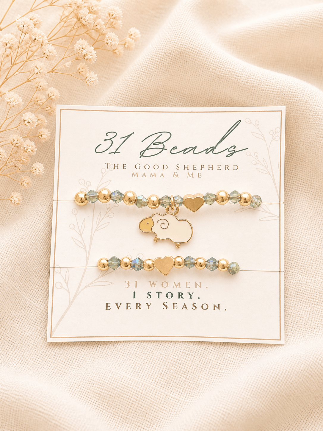 Christian Mama and Me Bracelet Set, Good Shepherd, Psalm 23, Gold-Filled Beads, Faith Jewelry