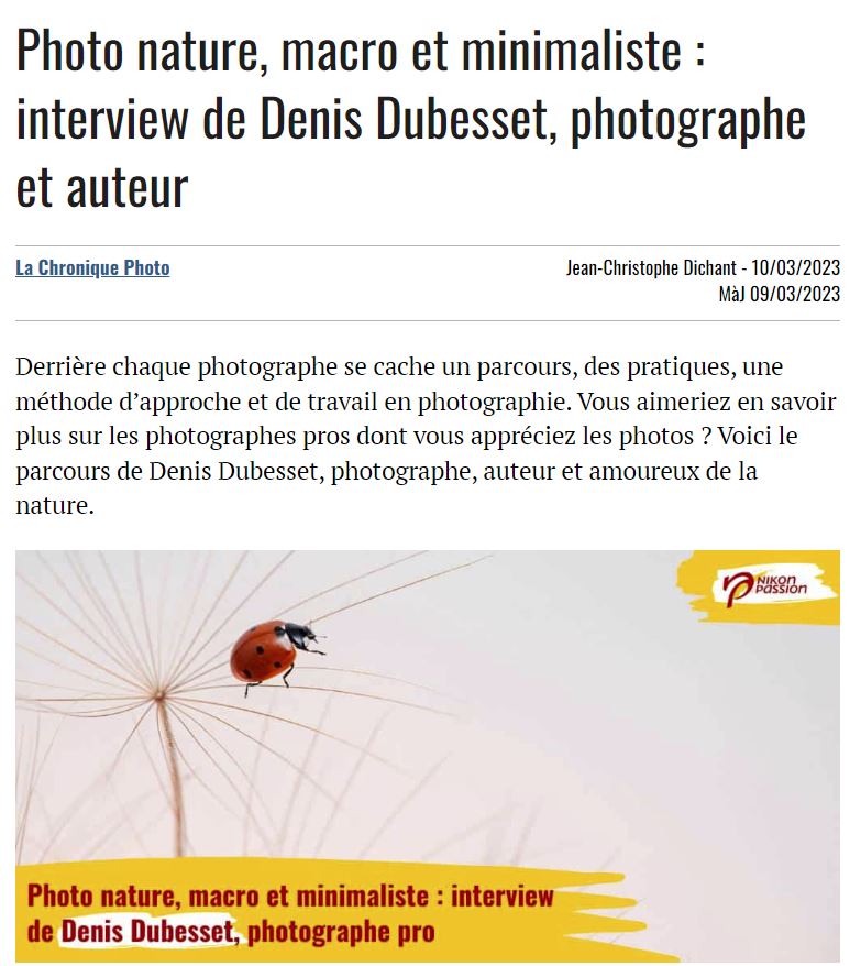 Une interview chez Nikon Passion