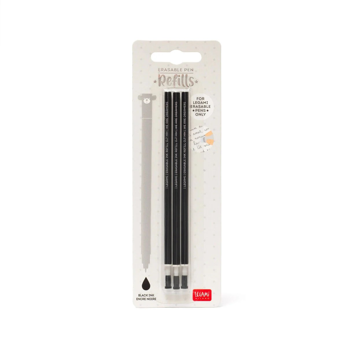 ✍️🖤 Set de 3 recharges pour stylo effaçable – Encre noire