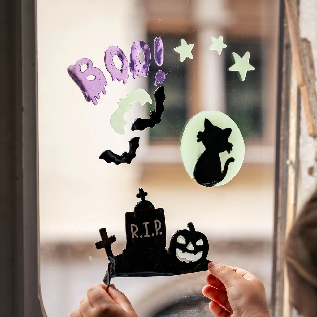 vitrophanies Halloween chat noir Legami