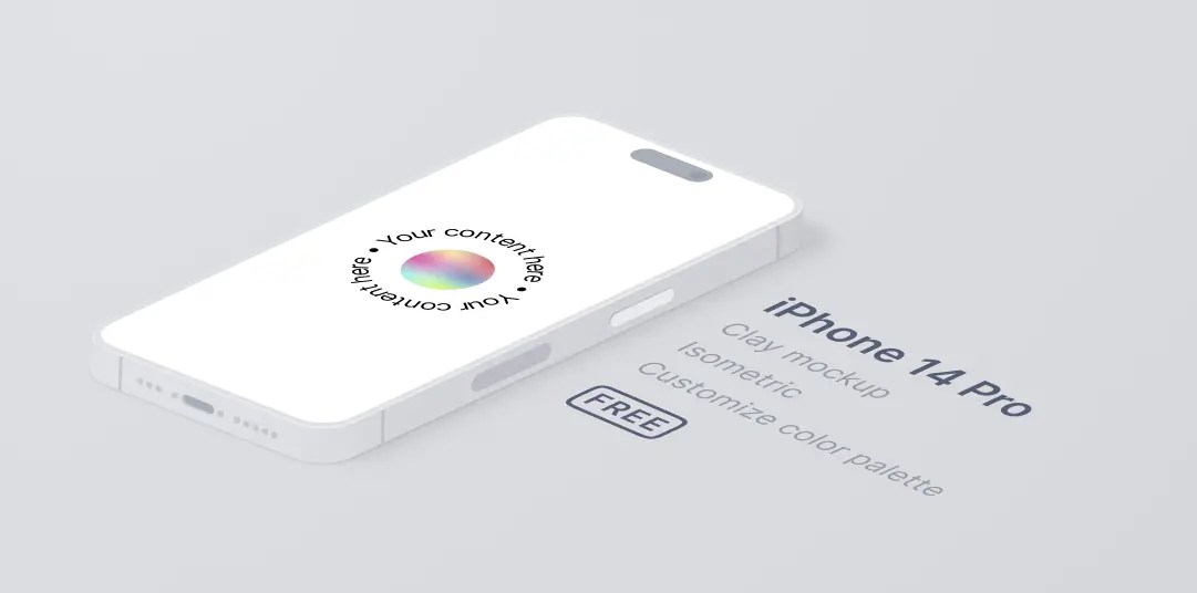 Isometric iPhone 14 Pro Clay Mockup