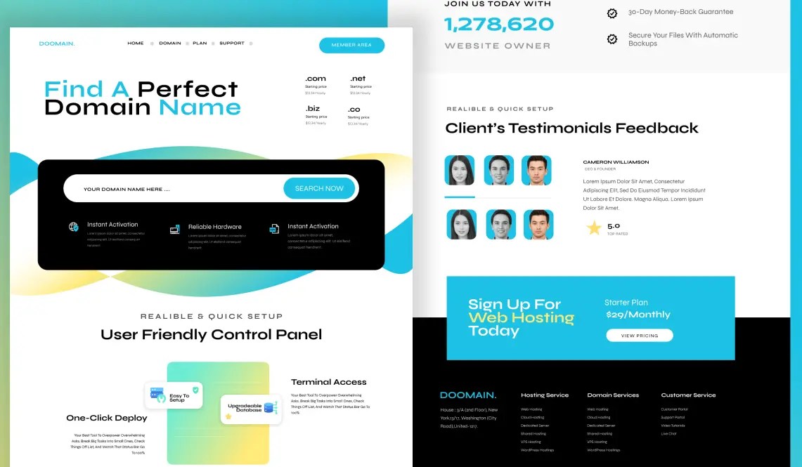Free Domain Hosting Landing Page
