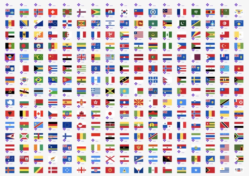 Round and Rectangular National Flag Icon set