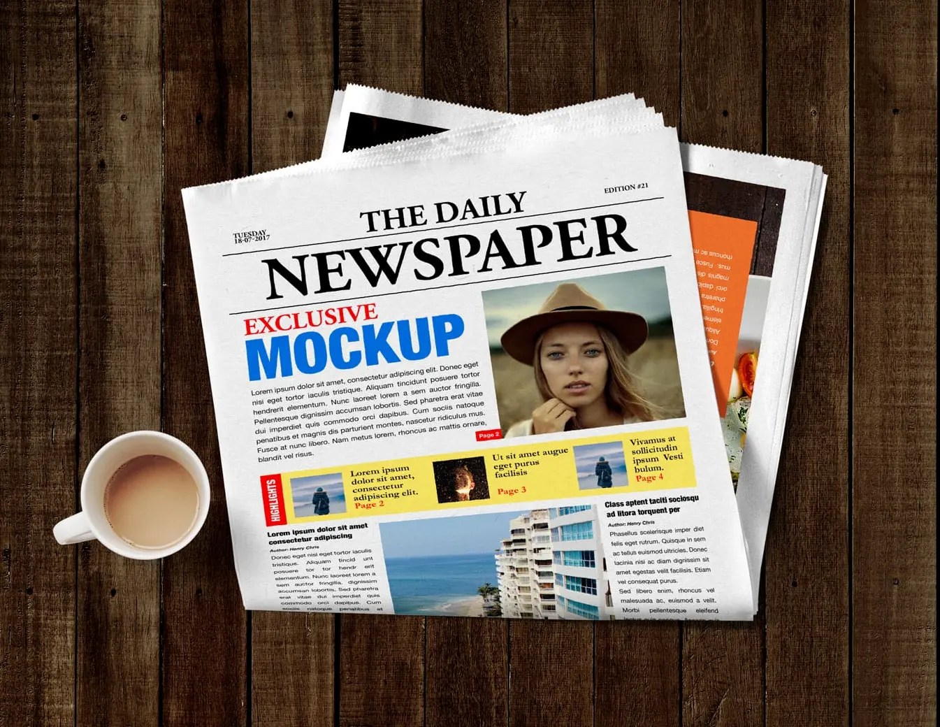 Free Daily Newspaper Print Ad Mockup PSD