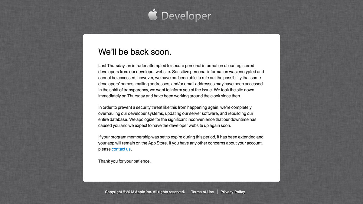 Hacking Attempt at Apple Developer Website | 37prime