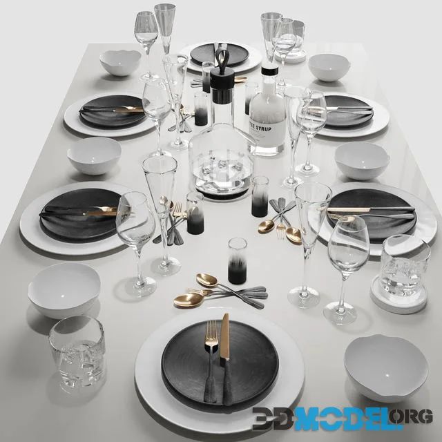 3d Model Table Setting 71 - Nature Illustrations - High Quality Full HD Collection