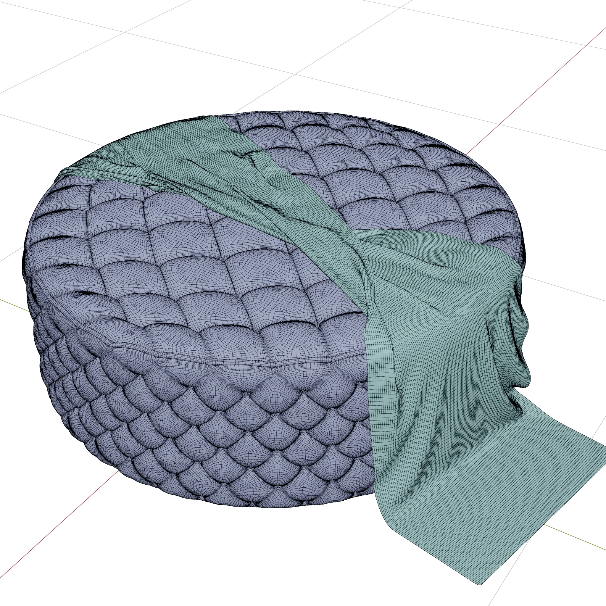Chesterfield Ottoman pouf - 3d model