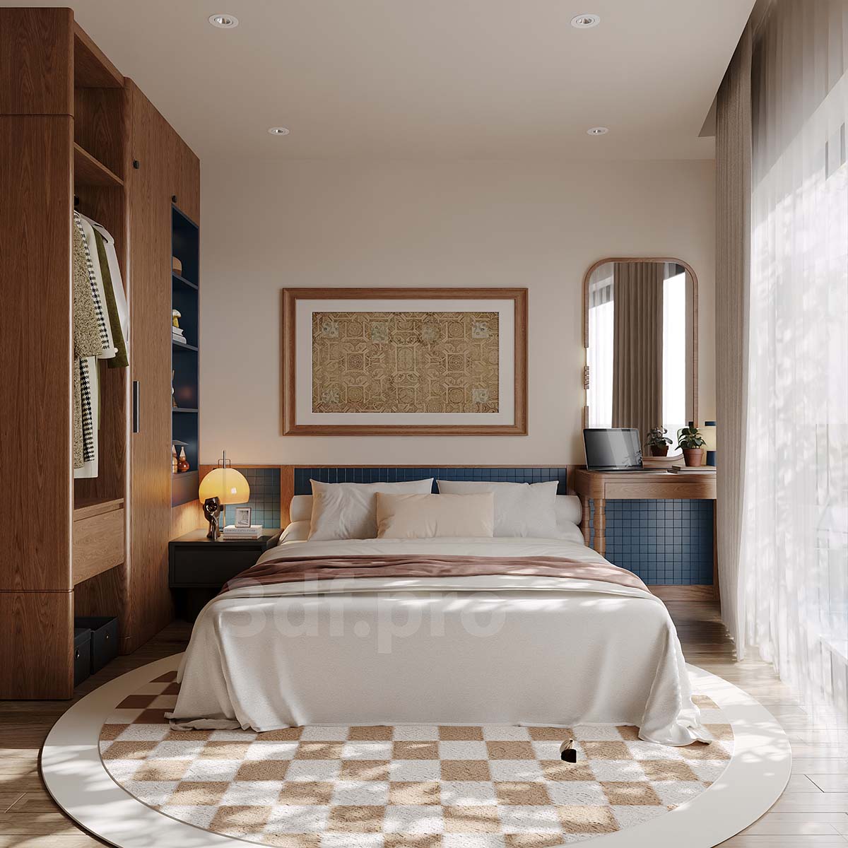 3dsMax Mid Century Bedroom Scene By 3df.pro 106